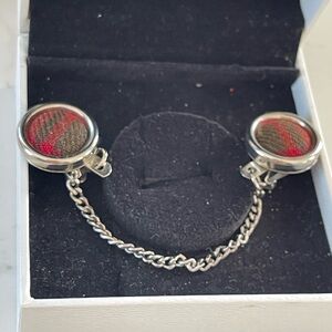 Silver tone Celtic Scottish plaid sweater guard